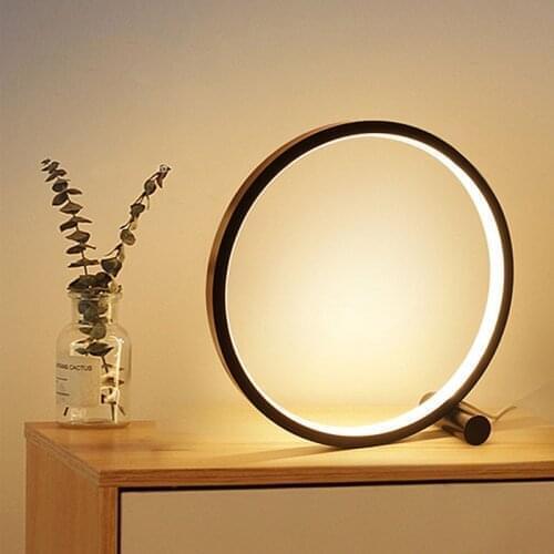 C2 LED Table Lamp Bedroom Circular Acrylic Desk Lamp Living Room Kid adults Bedside Lamp Round Black White Dimmable Night Light