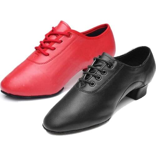Professional Practice Closed Toe PU Leather Ballroom Latin Dance Shoes for Women Men