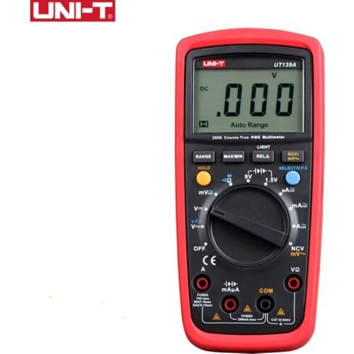 UNI-T UT139A True RMS Digital Multimeter Auto Range AC/DC Amp/Volts Ohm Tester with Data Hold NCV and Battery Test