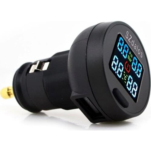 Universal Wireless Car tire temperature monitor TPMS Tire Pressure Sensor Tire Monitoring System with USB socket Bar and PSI