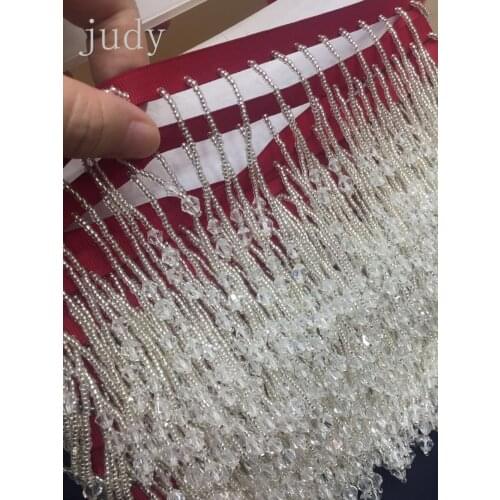 Stock tassel ym0142#5cm Crystal white tassel trim straight stem lace DIY Latin dress costume accessory stock rhombic pendant