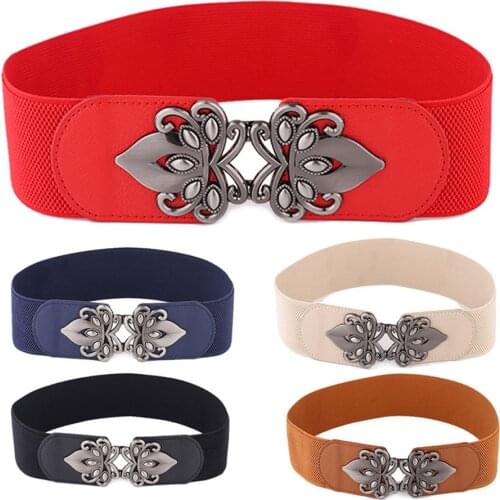 Vintage Wide Waist Belt for Women Retro Totem Wide Waistband Elastic Stretch Dress Waist Belt Buckle band ladies pasek damski