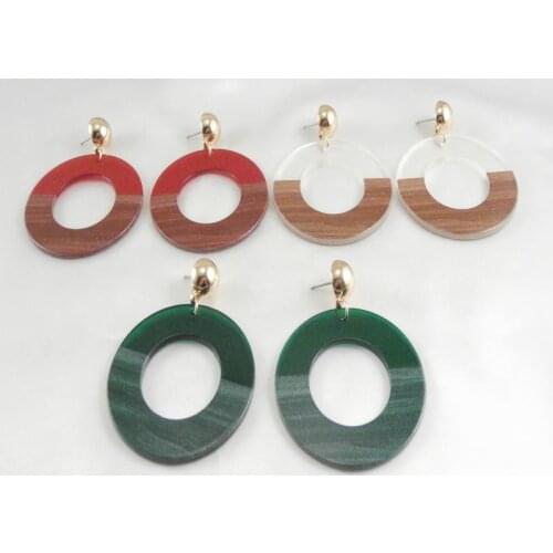 Japan Korea custom shaped geometry round beautiful net red stripe color resin studs earrings