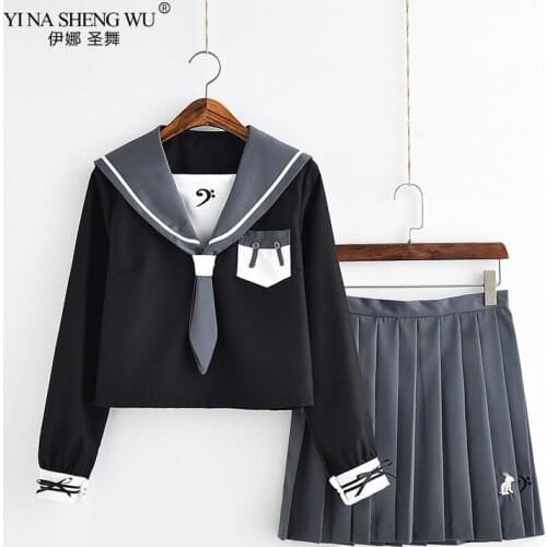Japanese Korean Version JK Suit Woman School Uniform High School Sailor Navy Cosplay Costumes Student Girls Pleated Skirt Sets