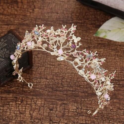 2018 New Fashion Women Dragonfly Crown Hair Jewelry Gold Color Tiaras Crowns Bridal Ladies Crystal Wedding Hair accessories