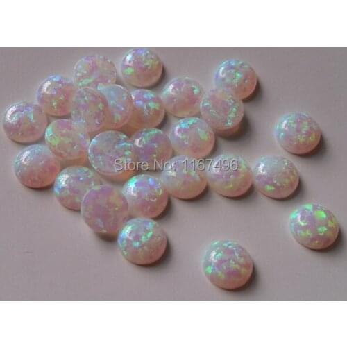 100pcs/lot Free Shipping 8mm synthetic Round Cabochon opal , Multi green fire Opal stone