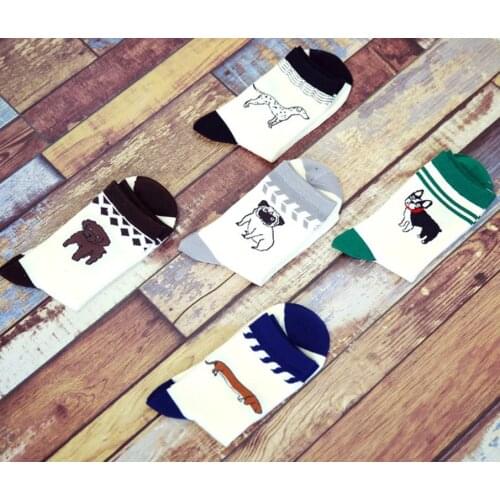 120pairs/lot men new fashion cotton pug/Spotted/Dachshund/Bulldog/Labrador dog print sock