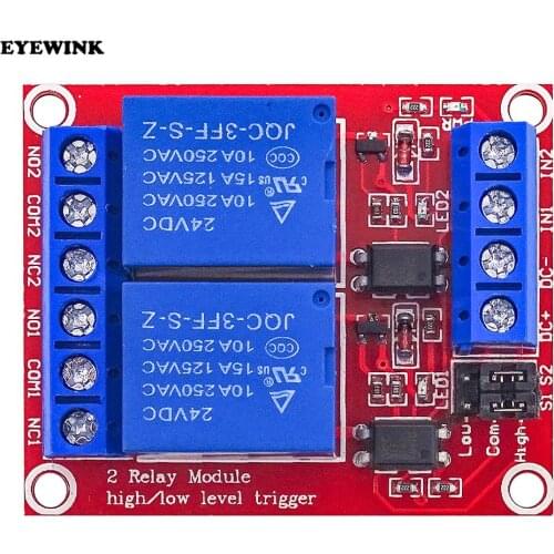 2 Channel 5V/12v/24v relay module with optical coupling isolation support high and low level trigger Two-way relay module