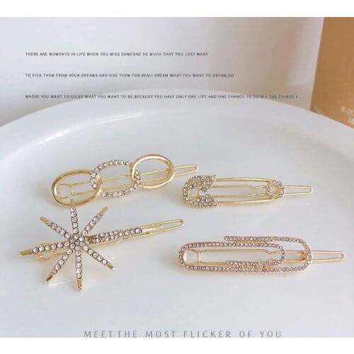 Sparkling Diamond Pearl Pin Awn Star Frog Clip Spring Clip Hair Accessories for Women