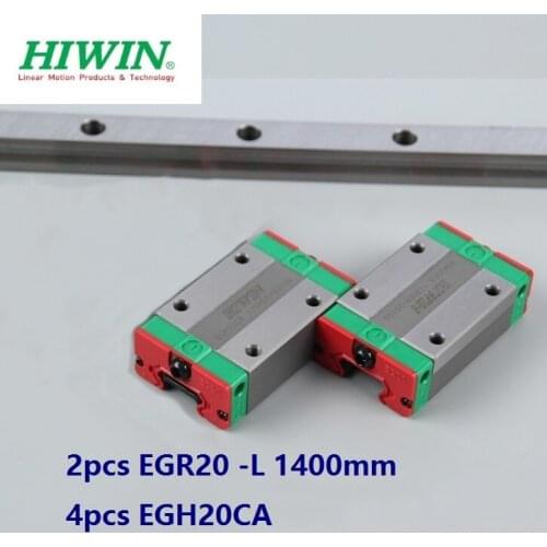 2pcs origial Hiwin rail EGR20 -L 1400mm linear guide + 4pcs EGH20CA carriage blocks for CNC router