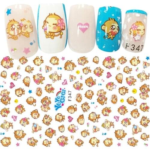 3D Nail Sticker Anime Monkey Slider Nails Art Decoration Wraps Decals Cute Design Adhesive Manicure Tips Stickers Pegatina