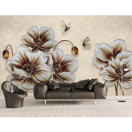 Custom photo 3d wallpaper Golden corn poppy flower butterfly living room home decor 3d wall murals wallpaper for walls 3 d