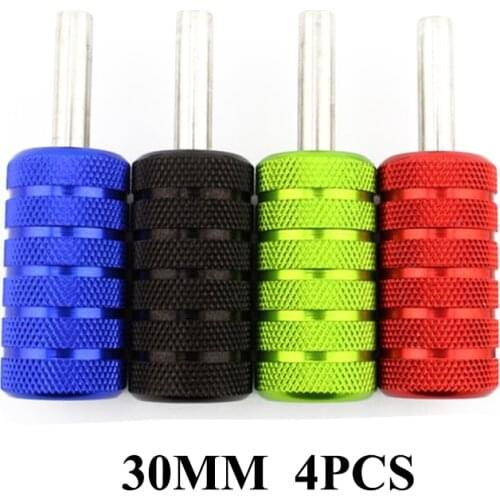4PCS 30MM Aluminum Alloy Tattoo Grips With Back Stem 4 Colors Mix For Tatoo Machine Guns Body Art On Sale Free Shipping