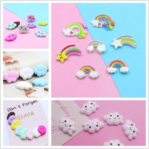 5 Pcs Resin Charms Cloud for Clay Supplie Filler DIY Polymer Cute Smiley Cloud Accessories Toy Model Tool for Kids Toys