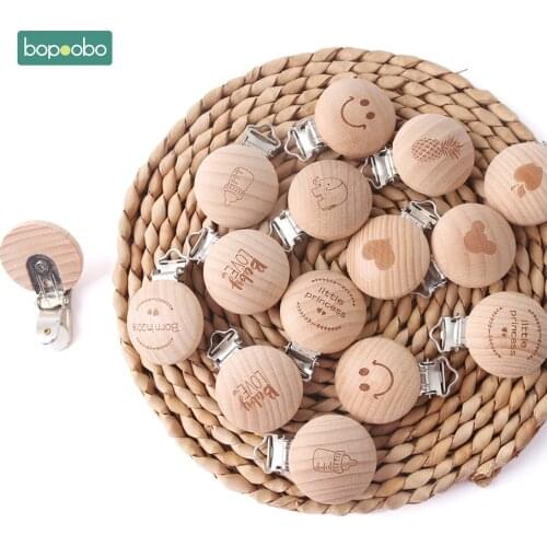 Bopoobo 1pc Wooden Pacifier Clips Soother Clip Nursing Accessories Chewable Teething Diy Dummy Clip Chains Baby Teether Freeship