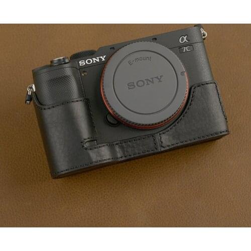 Handmade Genuine Leather Camera Half Case For Sony A7C With Battery Opening Door