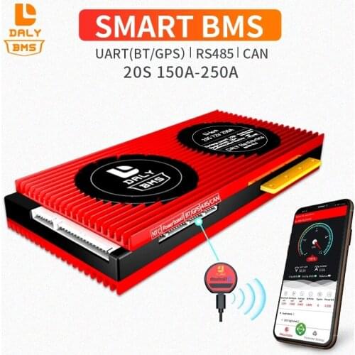 Daly Smart BMS 3.7V Li-ion 20S 72V 250A BMS for rechargeable lithium ion battery with Bluetooth UART 485 CAN function