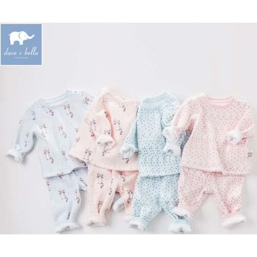 DB6698 dave bella autumn infant boys girls clothing sets kids printed children suit high toddler outfits Clothing Suits