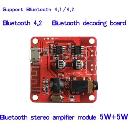 DC 3.7 5V Bluetooth 4.2 Audio Receiver 5w+5w Stereo Power Amplifier Board small stereo amp