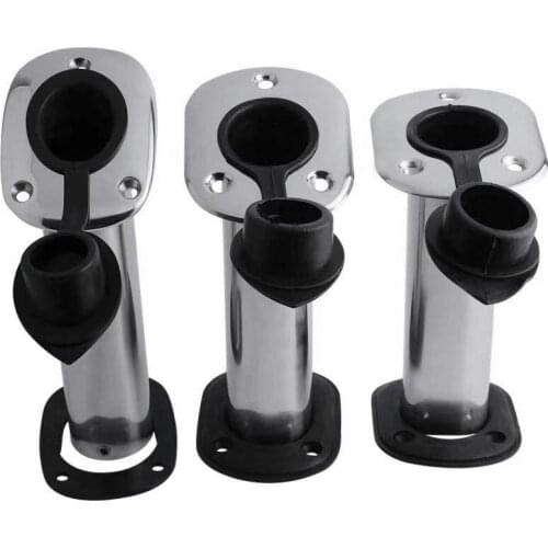 Boat Stainless Steel Fishing Rod Holder Flush Mount 0°15°30° PVC Cap,Inner Tube and Gasket