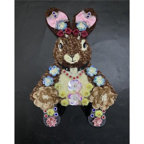 Children Cartoon Bunny Applique Pearl Diamond Denim T-shirt Patch Home Decoration Painting Accessories New DIY Handmade Jewelry