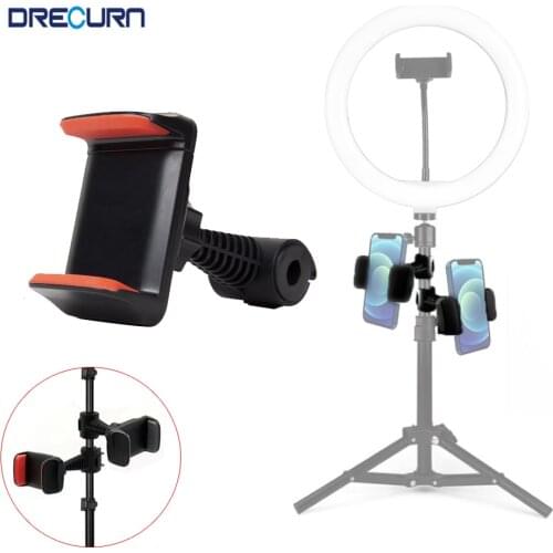 DRECURN Phone Clip Adjustable Phone Clamp Bracket Tripod Stand Extended Phone Clip Fit 3.5-5.7inch Mobile Phone For Tripod Stand