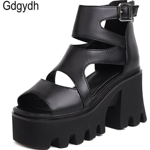 Gdgydh High Quality Punk Style Platform Summer Sandals Shoes Women Increased Thick Heel Fashion Trend Street Shoes Metal Buckle