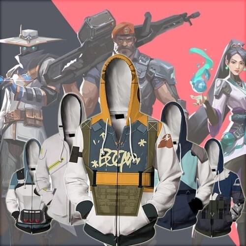 Game Valorant Viper Cosplay 3D Print Hoodie Adult Zipper Zip Up Jacket Sweatshirt Pullover Coat Valorant Raze Hoodie Jackets Top