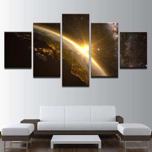 Canvas Paintings Wall Art HD Prints Framework 5 Pieces Planet Earth Pictures Universe Space Light Posters Living Room Home Decor