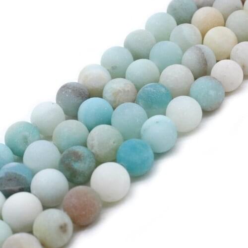 Natural Stone Matte Amazonite Round Spacer Beads For Jewelry Making 4 6 8 10 12mm Perles Gem Loose Beads Diy Bracelet Necklace