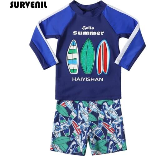 Rashguard Boy Two Pieces UPF50 Long Sleeve Swimming Suit for Boys Bathing Suit Rash Guard Kids UV Protection Childrens Swimsuit