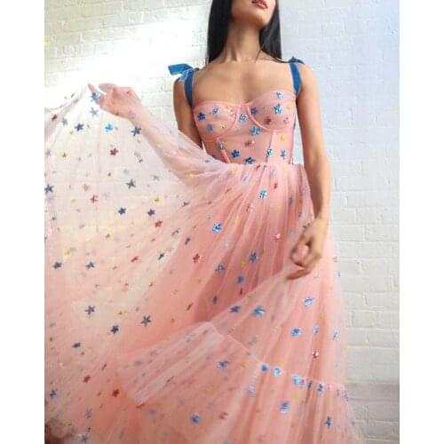 Summer dress Women Star Sequined Dress star sequin embroidery mesh sling dress party dress women