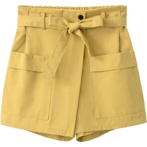 2020 Summer High Waist Stretch White Cotton With Belt Vintage Women Mini Shorts Pantalones Feminino