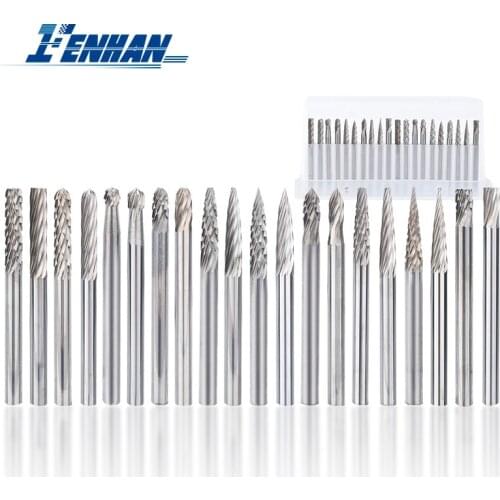 20pcs Rotary Burrs Set Routing Router Drill Bits Wood Carving Milling Cutter for Dremel Rotary Tools Accessories Rotary Files