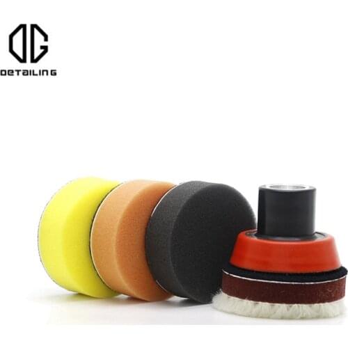 DETAILING 1/2/3 inch Car Care Buffing and Polishing Pad Set with 3 Flat Foam Pads& 1 Wool Buffing Pad &1Backing Plate