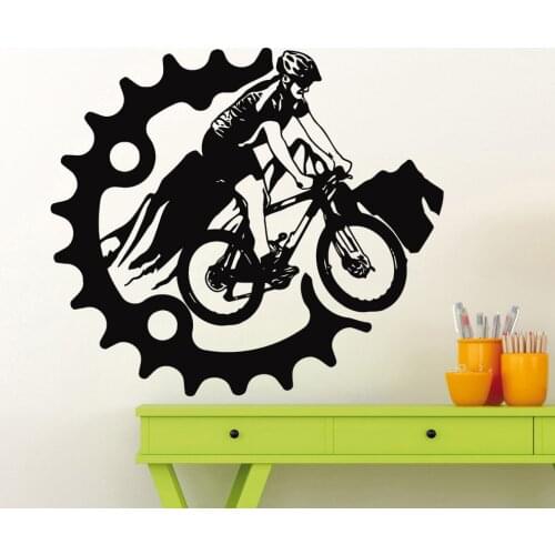 Mountain Bike Wall Sticker Bicycle Cyclist Wall Decal Vinyl Home Garage Decor Interior Room Decoration Waterproof Mural X663