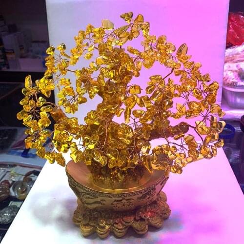 Natural topaz fortune tree cash tree decoration fortune tree home feng shui decorations special price
