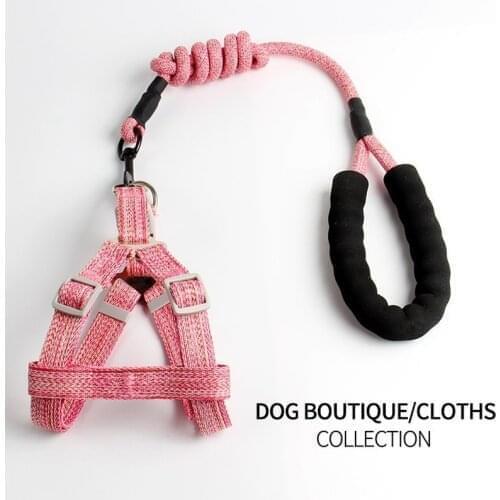 Hot Selling Pet Leash Four Seasons Nylon Dog Harnesses Small And Medium Sized Dog Round Rope Chest And Back Traction Supplies
