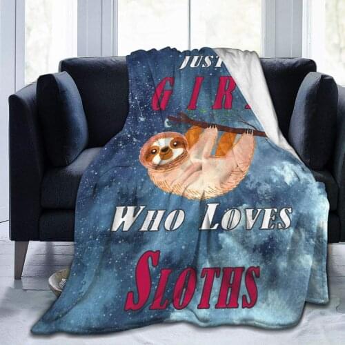 Just A Girl Who Loves Cactus Sloths Blanket Flannel Throw Lightweight Cozy Couch Bed Soft and Warm Plush Quilt 60"x50"for Teens
