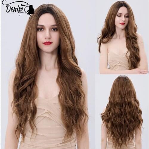 Long Brown Wave Daily Ombre Hair Synthetic Wig For White Black Women Cosplay Party Natural Heat Resistant Female Fiber Wigs