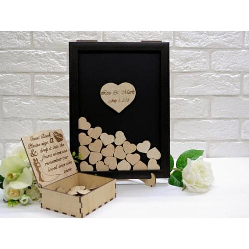 Personalize rustic Wood Wedding Guest Book Alternative, Wedding Guest Book Drop Box, Guest Book hearts party decorations