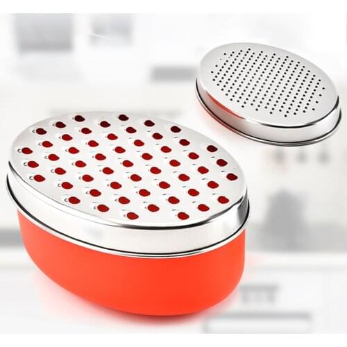 Easy Clean Multifunctional Slicer Cheese Grater Efficient Vegetables Stainless Steel Oval Box Container Fruits Quick Practical