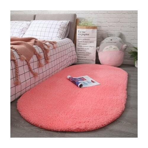 Thickening The Oval Pink Beauty Room Bedside Carpet, Girls Room Background Carpet Mat