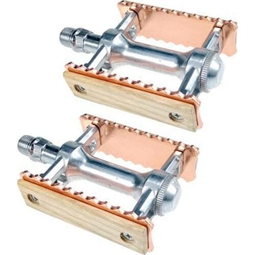 Bicycle Pedals Ultralight Bike Aluminum Alloy MTB Road Bike Cycling Classical Retro Wooden Styles Non-Slip Pedals