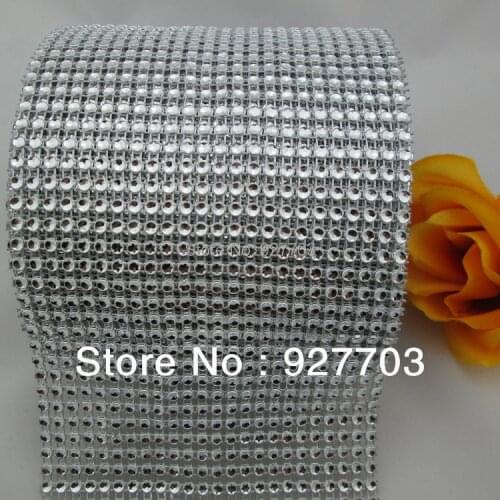 1 Yard Silver Color Sparkle Rhinestone Crystal Diamond Mesh Wrap Roll Ribbon
