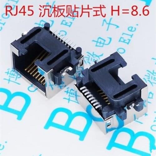 10pcs Terminal Connectors RJ45 Network Jack Female Shen Board SMT horizontal H= 8.6
