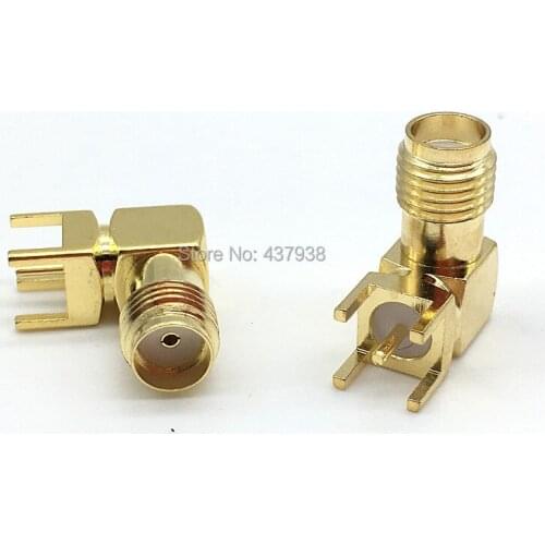 100pcs SMA female Thru Hole plug Right Angle 90 DEGREE ( SMA-KWE ) PCB Mount connector RF adapter
