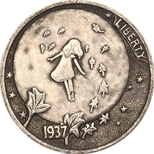 1937 Stars Girl AB Souvenir Coins Collectibles 3D Antique Metal Commemorative Morgan Hobo Coin Copy Home Decor New Year Gifts