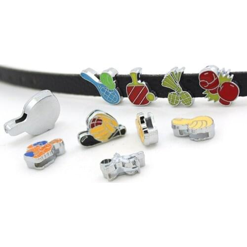 20pcs/lot Internal Dia 8mm Tennis Hat Slide Charm DIY Accessories fit 8mm wide belt pet collar