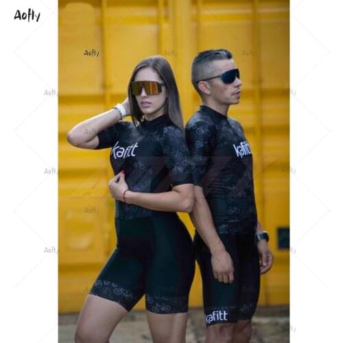 2020Kafitt Couples Black Skull Cycling Clothing Skinsuit Sets Professional Jumpsuit Kits Conjunto Feminino Ciclismo Maillot Gel